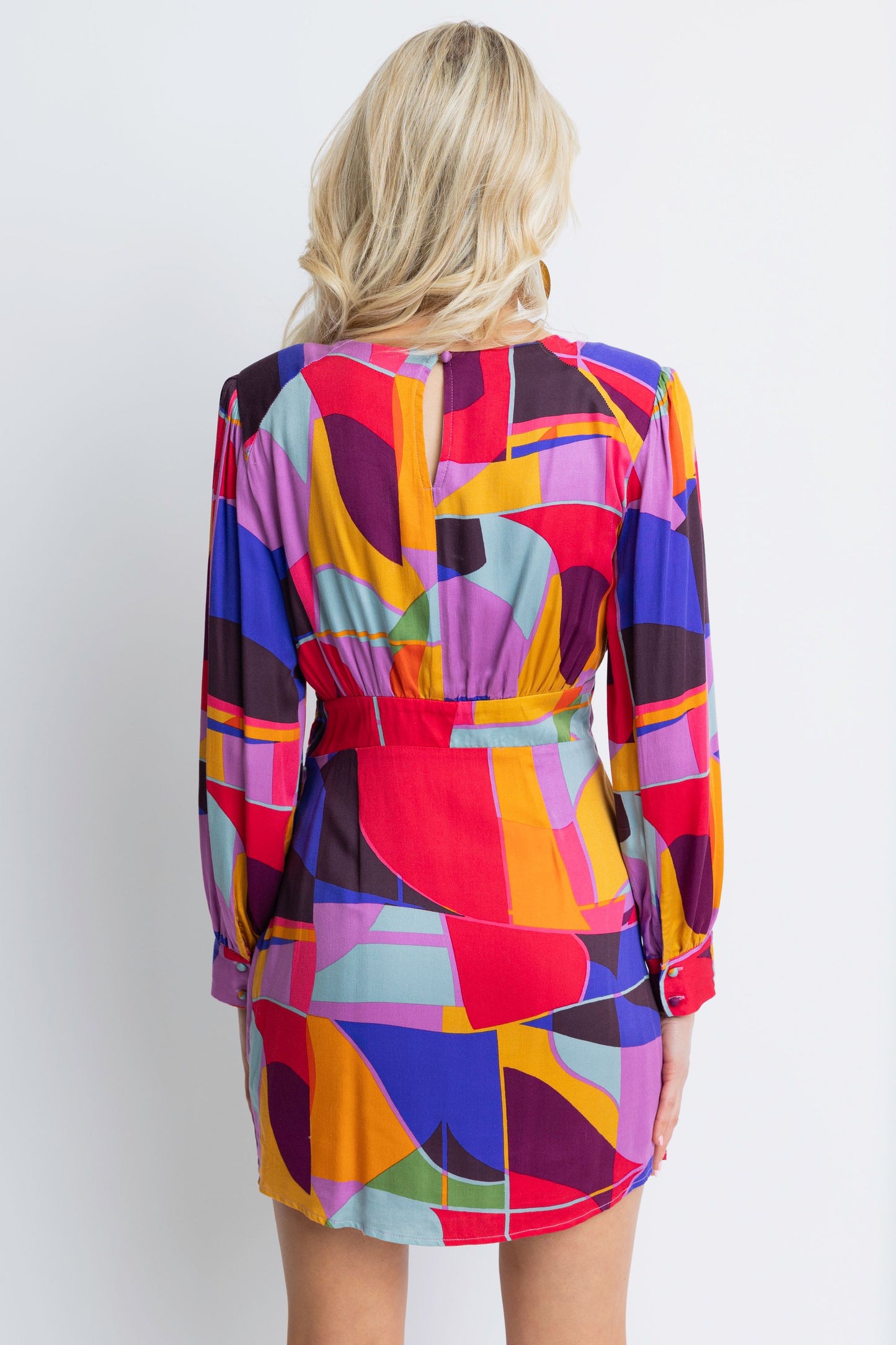 KARLIE Multi Mosaic Wrap Dress