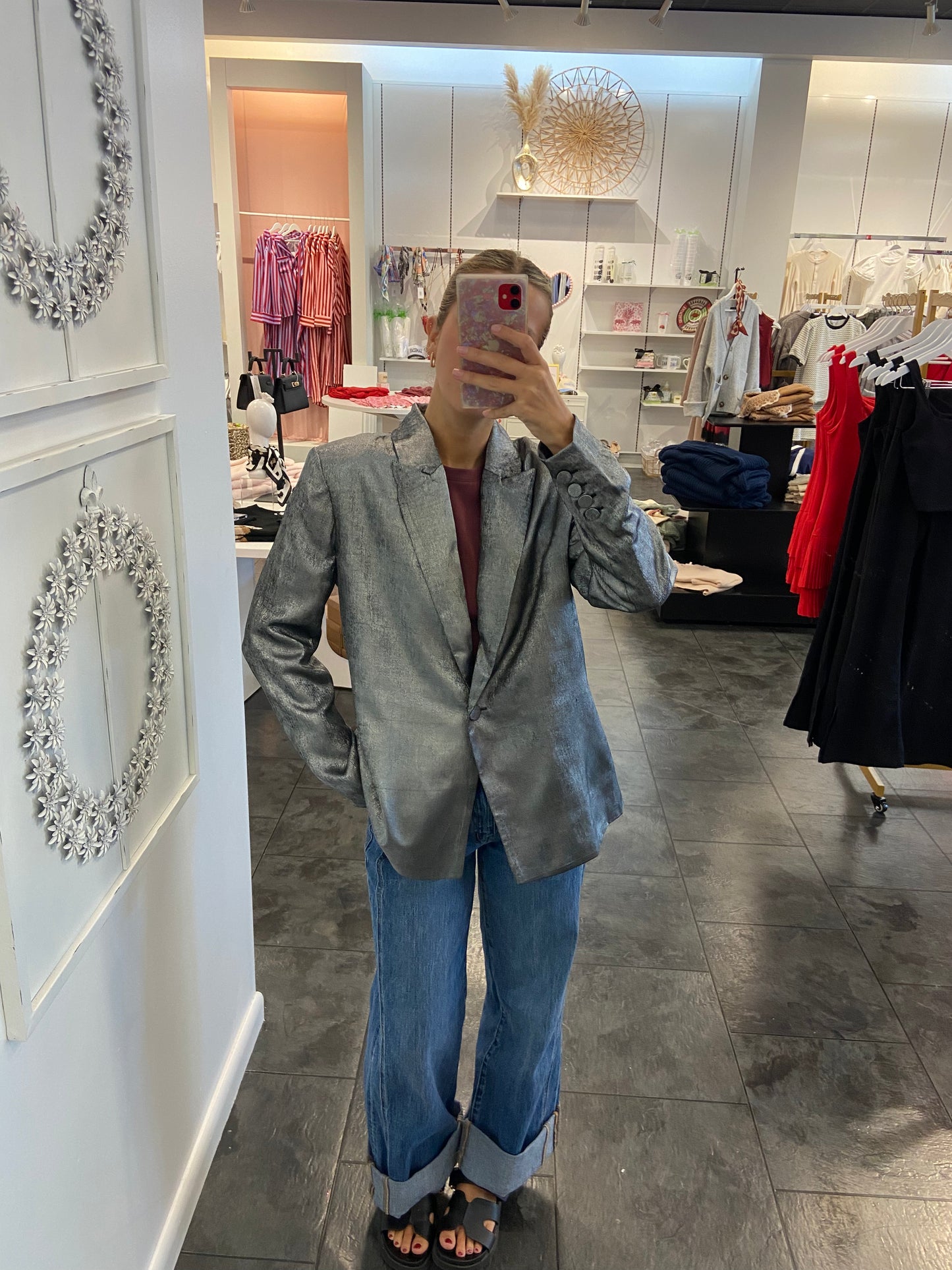 ELAN Silver Glitzy Blazer