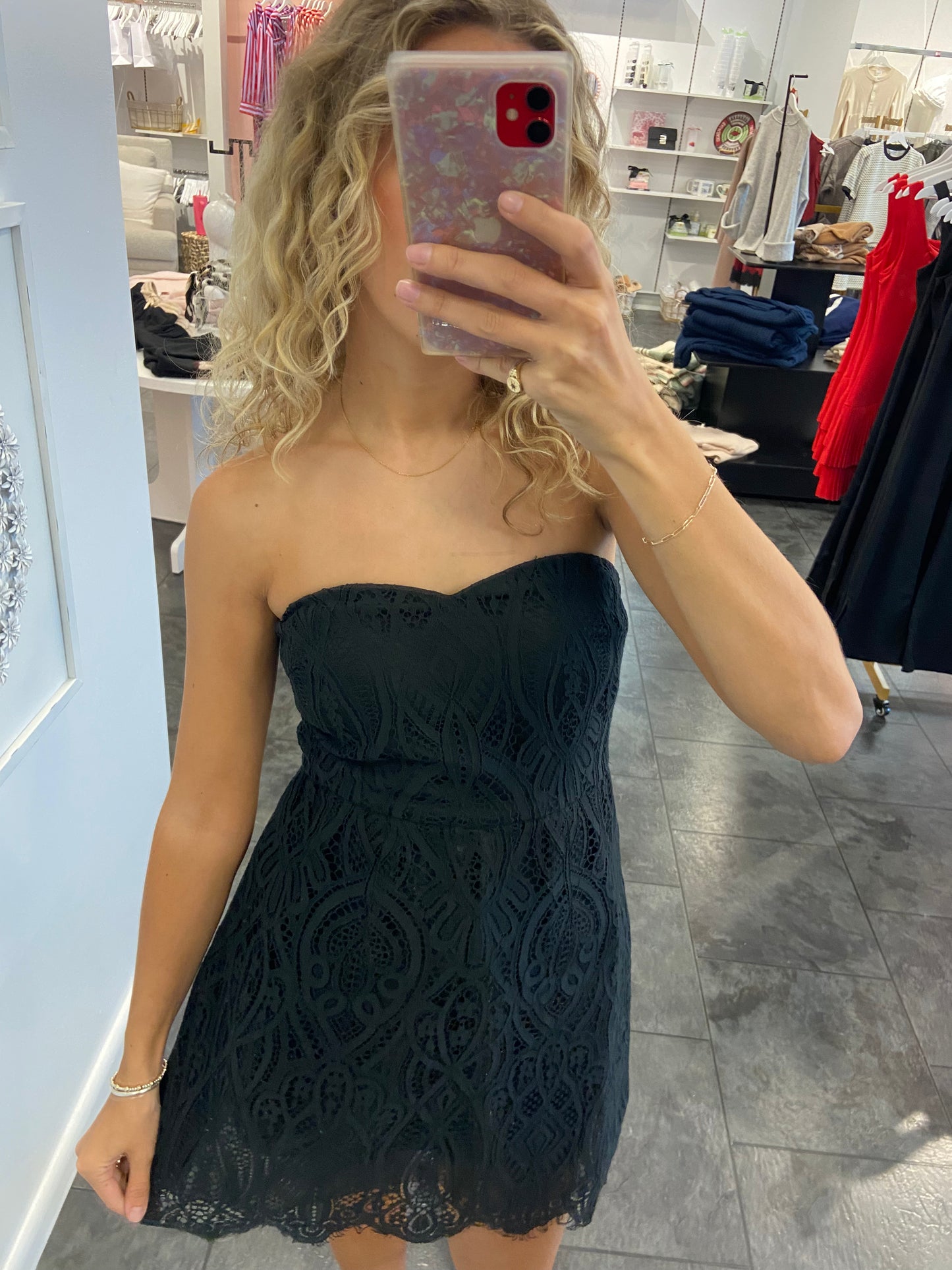 Ines Black Lace Mini Dress