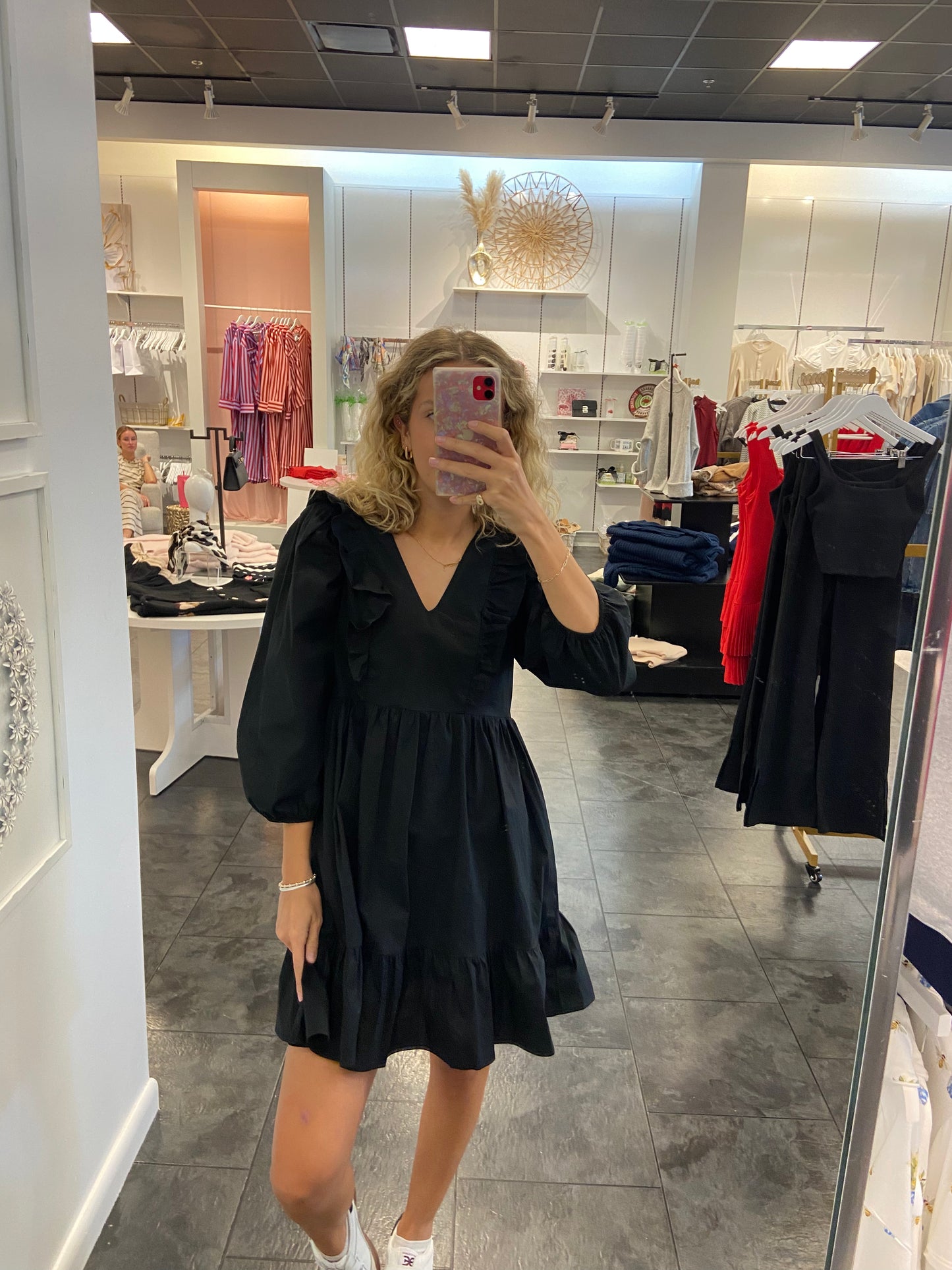 Karlie Black Poplin Ruffle Tier Dress