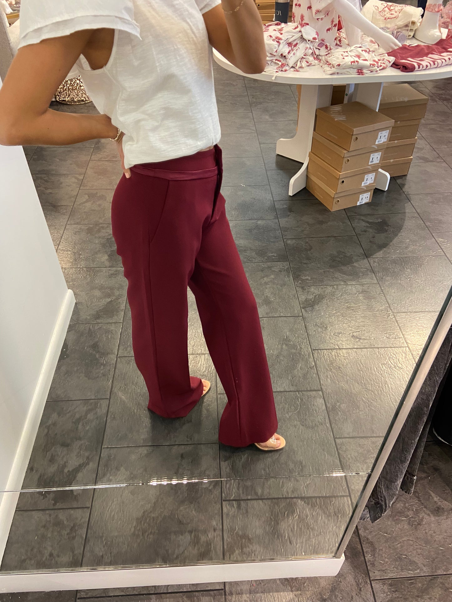 ASTRID Wine Wide Leg Pant