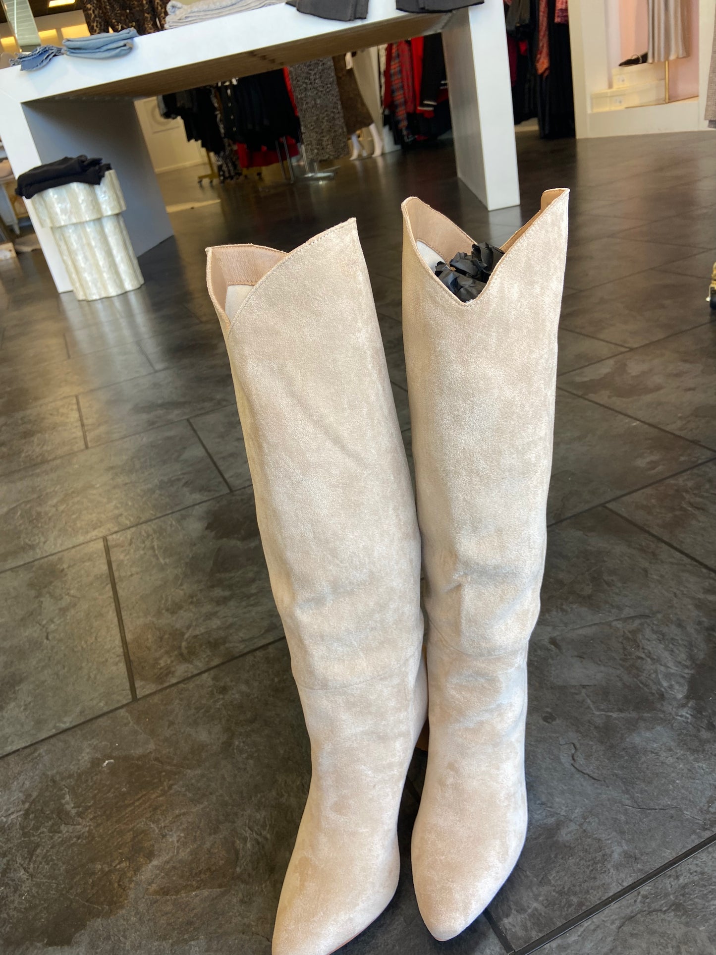 Brielle Beige Suede Tall Boot