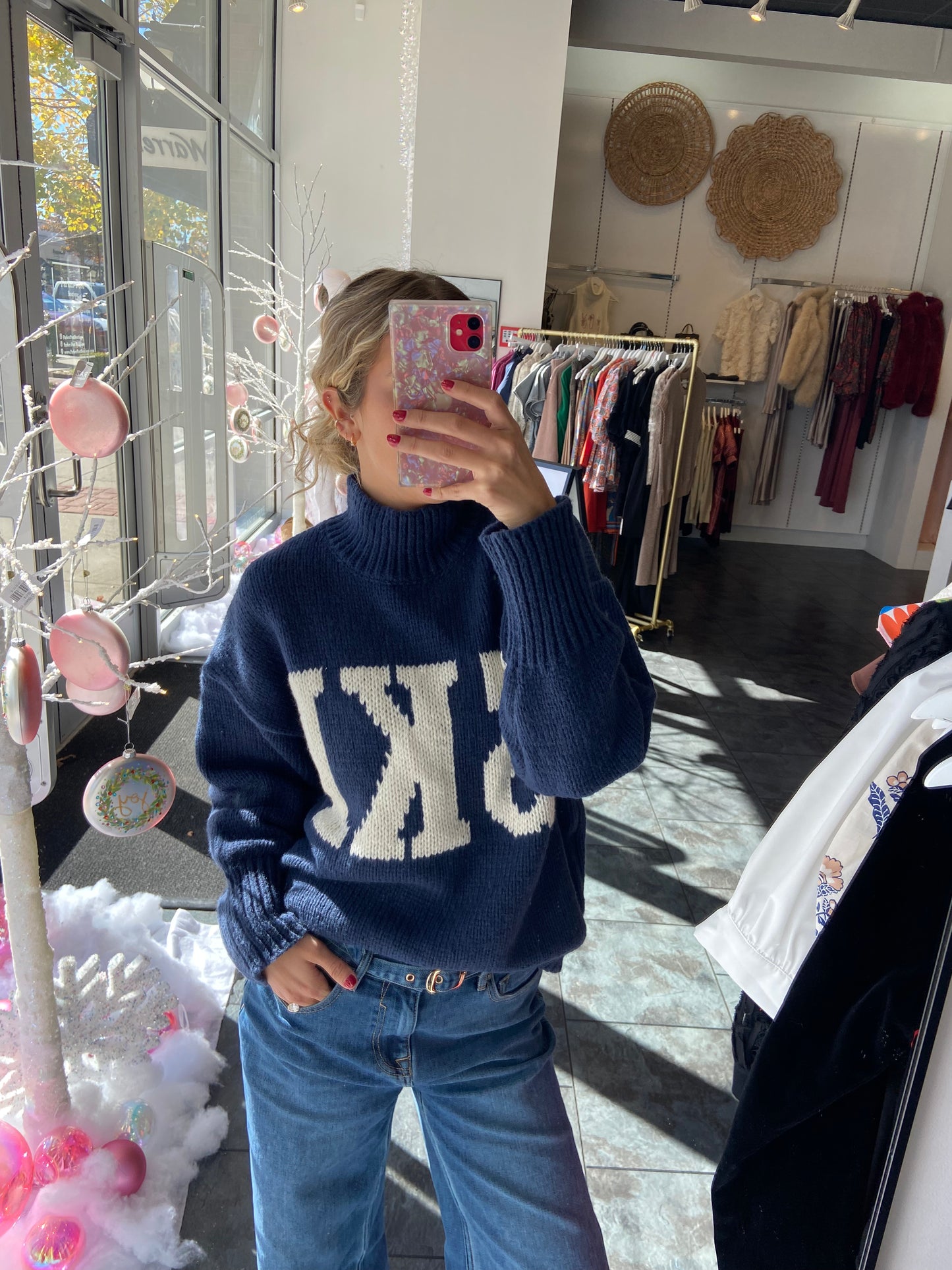 SKI Oversized Navy Sweater