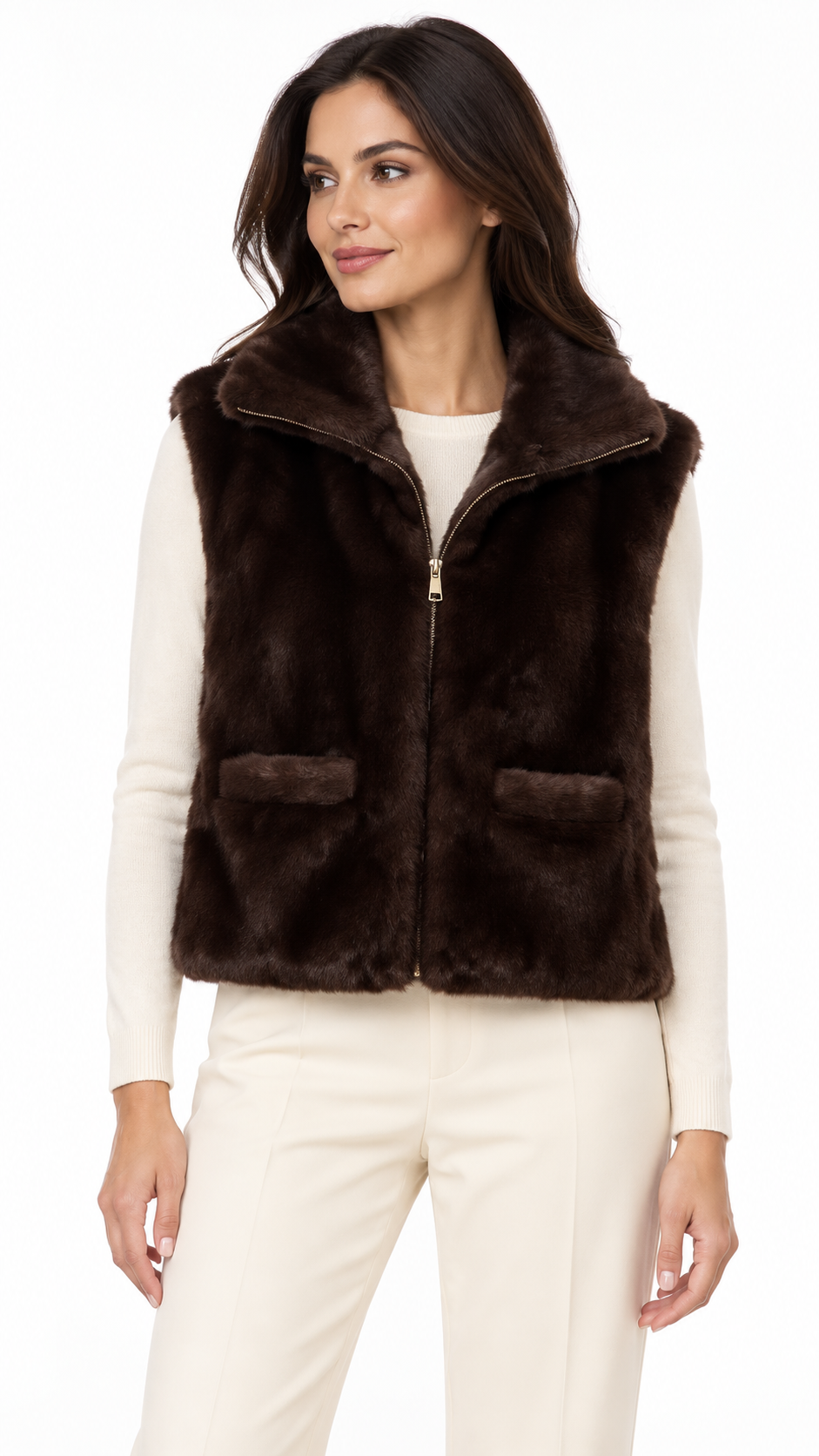 Tilda Brown Furry Vest