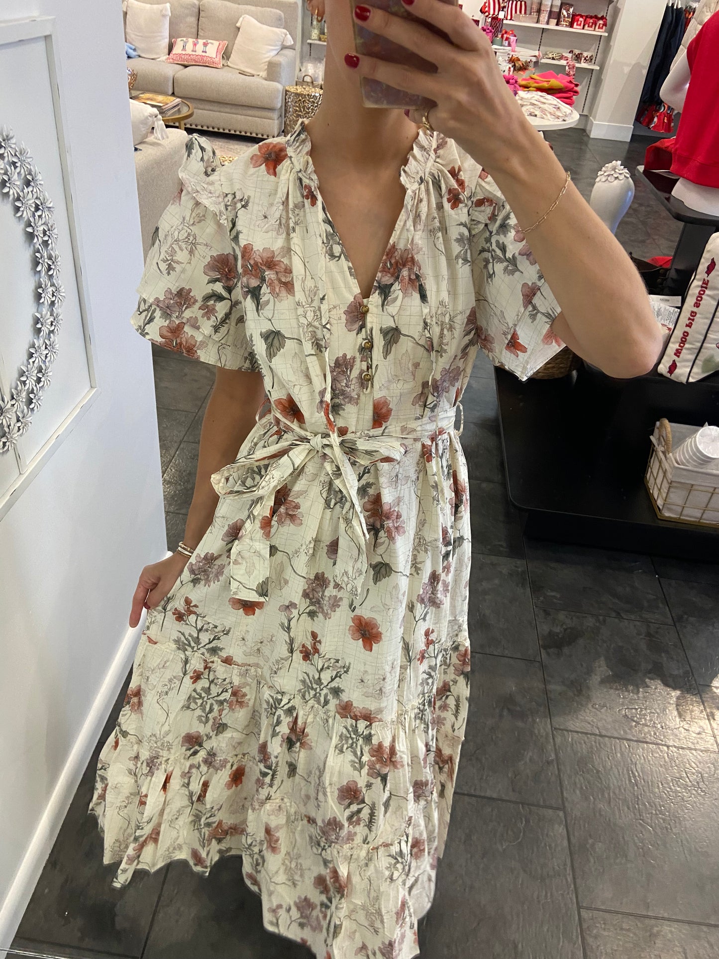 Jollie Floral Tie Front Maxi Dress