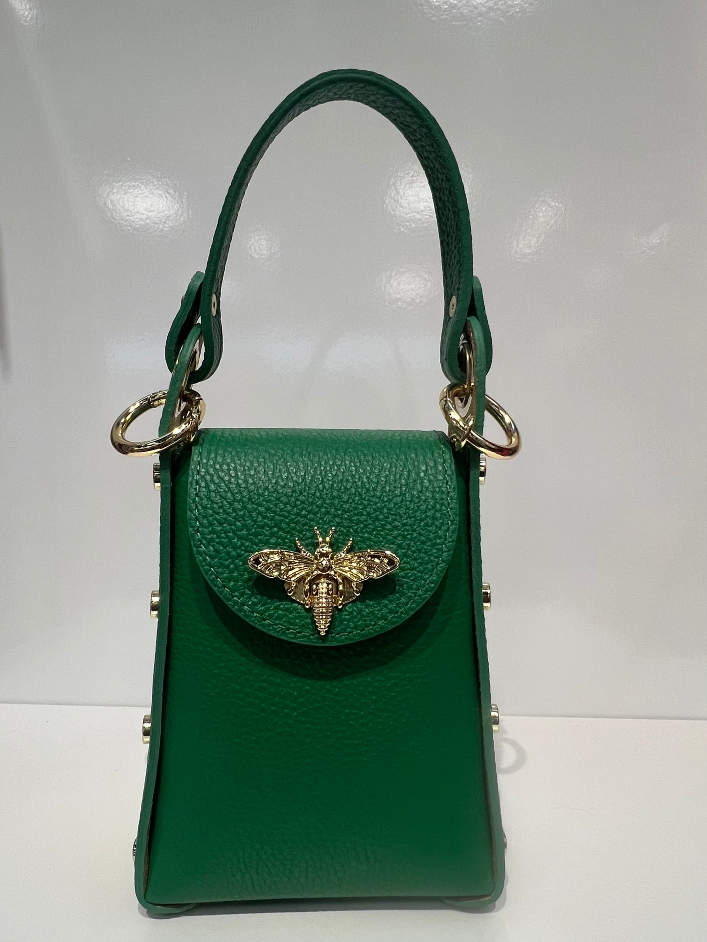 Leather Butterfly Clutch - Kelly Green