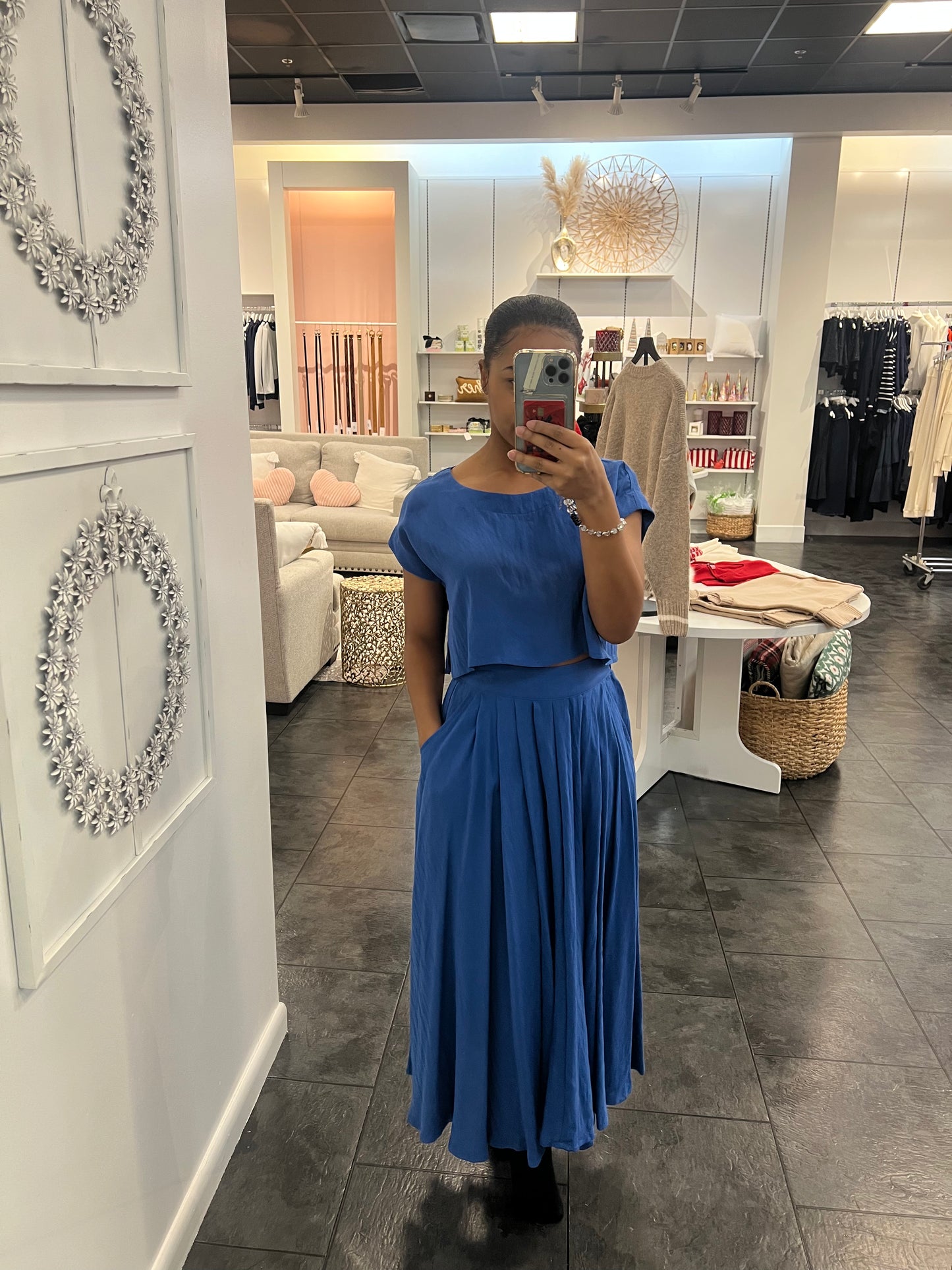 Royal Crop Top and Midi Skirt Set