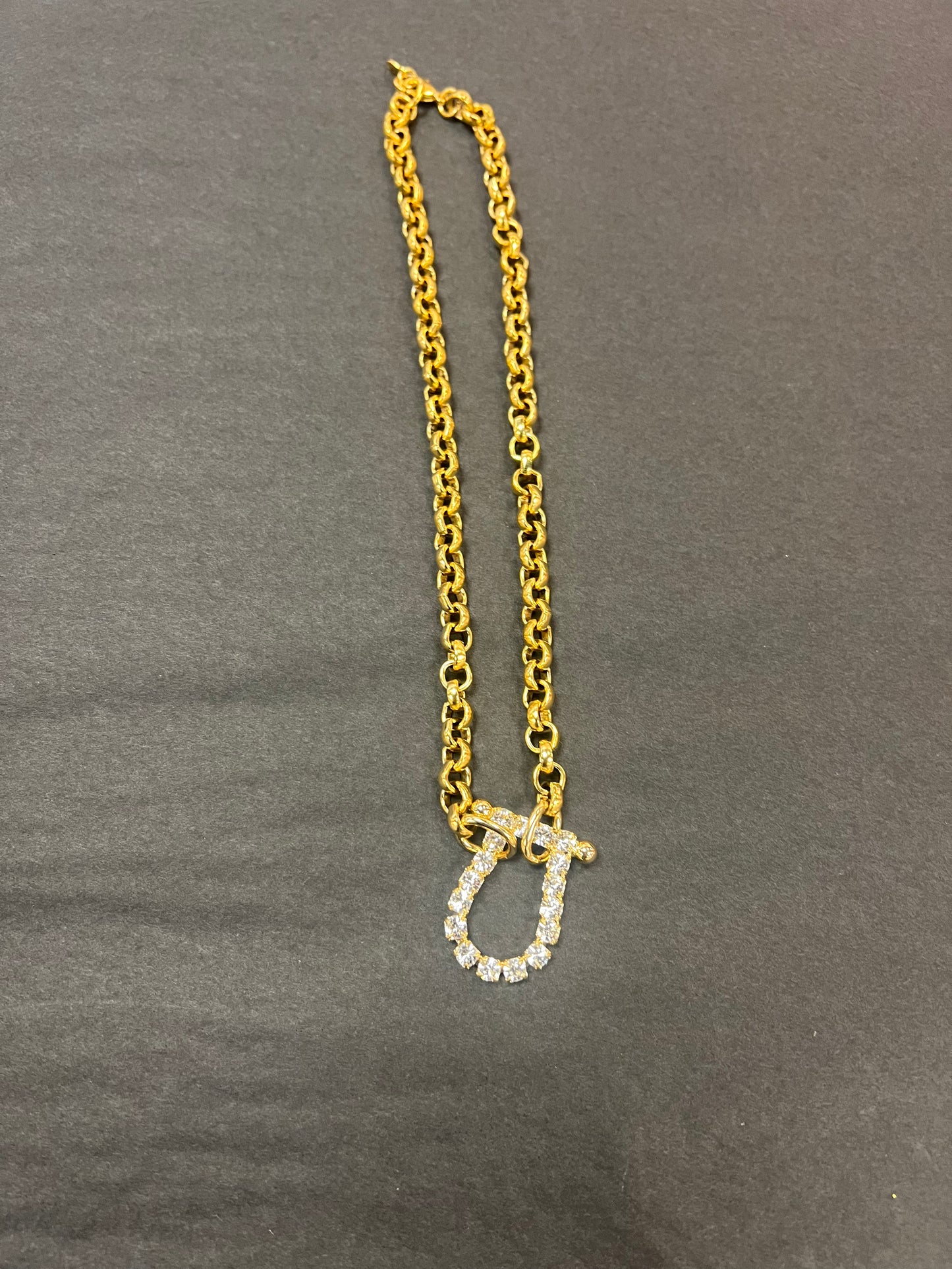 YOCHI Rhinestone Horseshoe Necklace