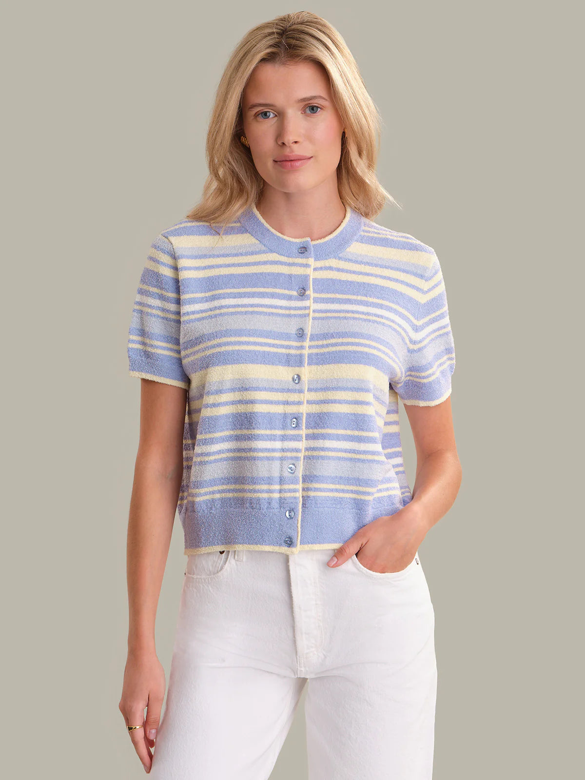 Bay Stripe Short Sleeve Cardigan