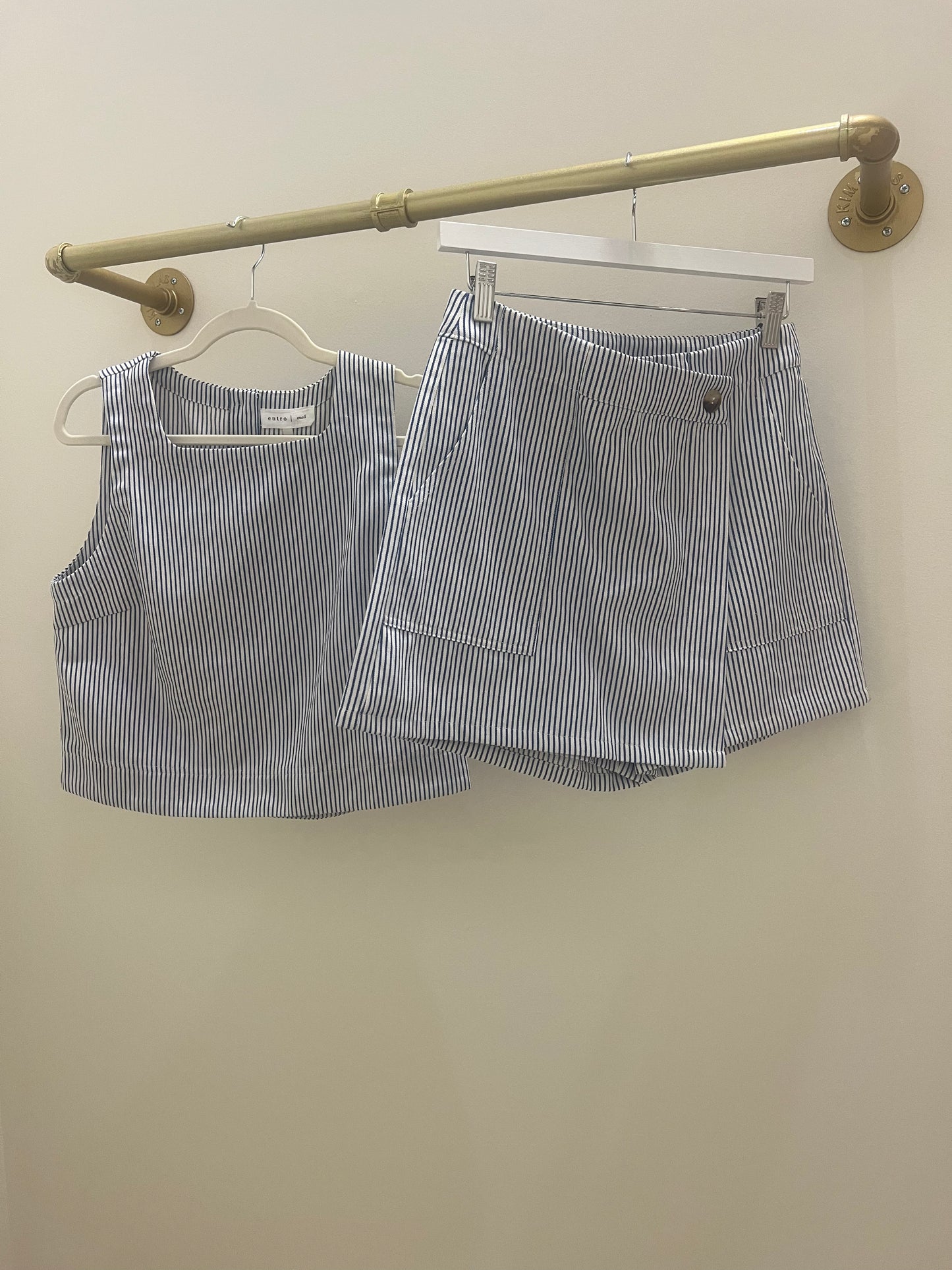 Take Me Out Blue Stripe Skort Set