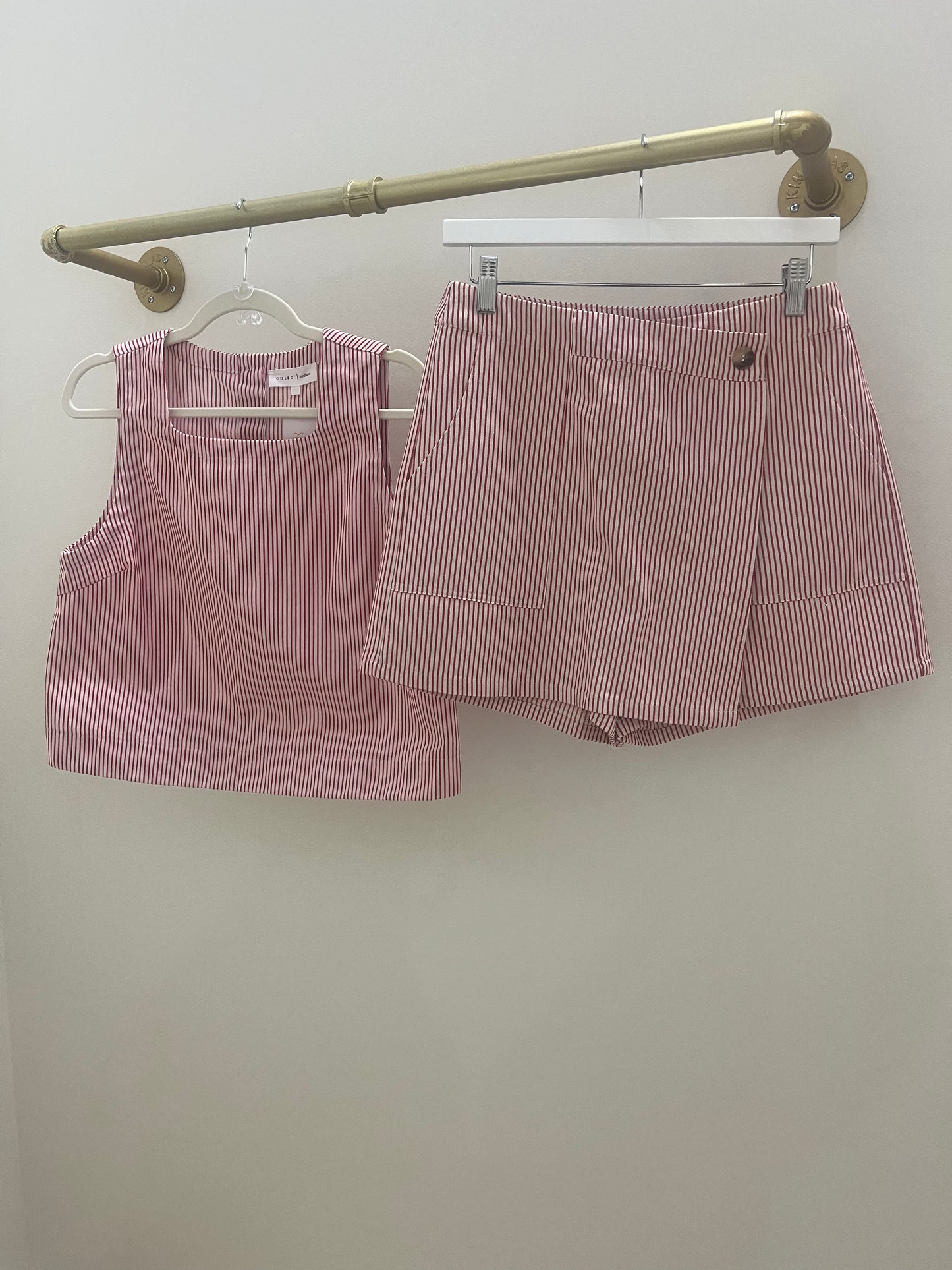 Take Me Out Red Stripe Skort Set