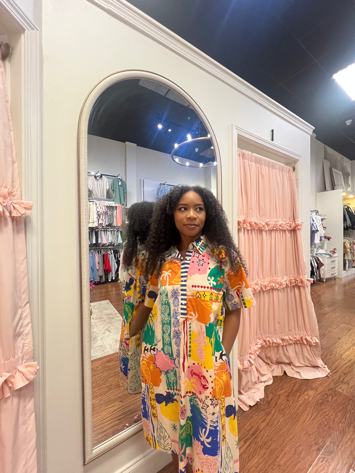 Hyatt Mult-Color Pineapple Midi Dress