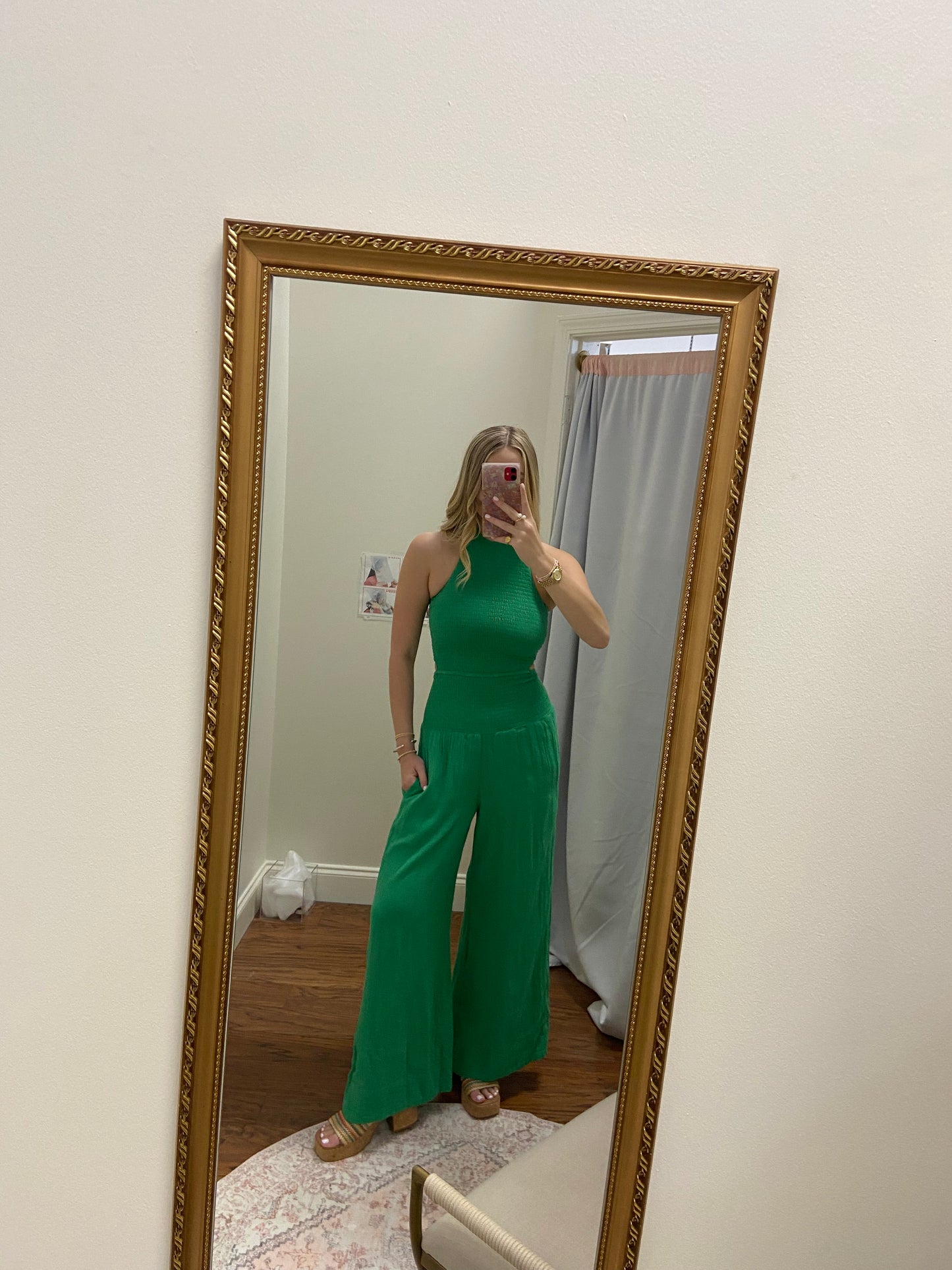 Sasha Kelly Green Halter Romper