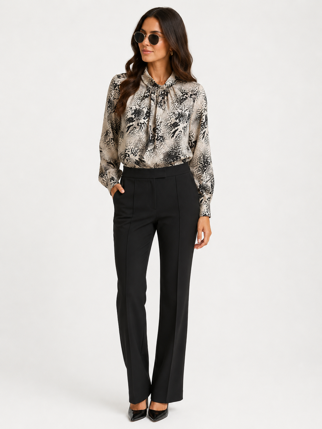 LYSSE Anaya Embellished Scarf Neck Blouse