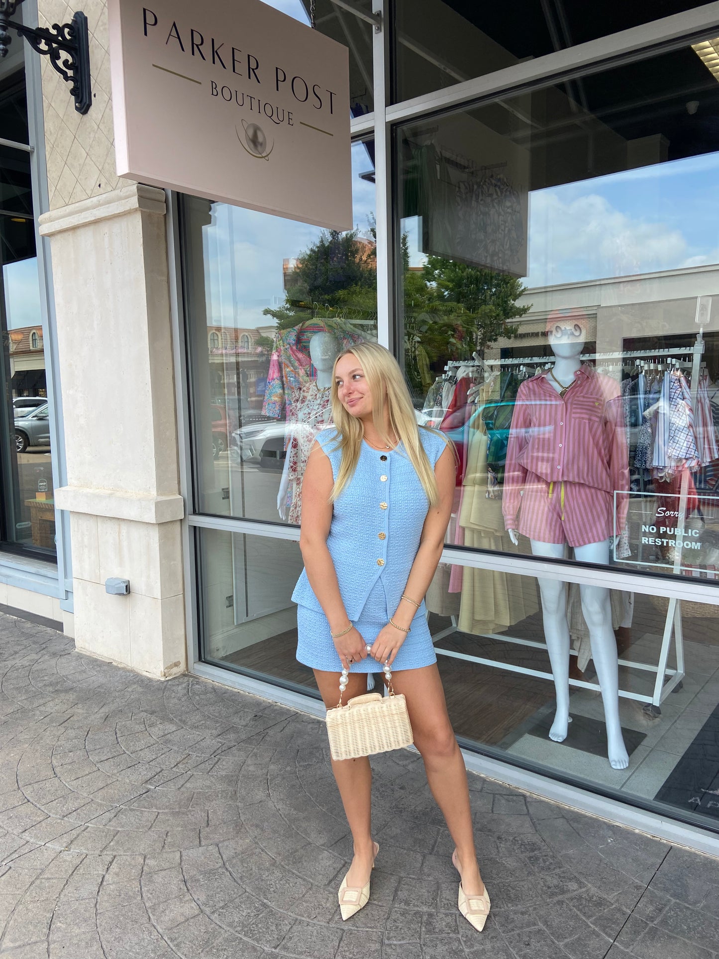 Higel Light Blue Mini Sweater Skirt Set