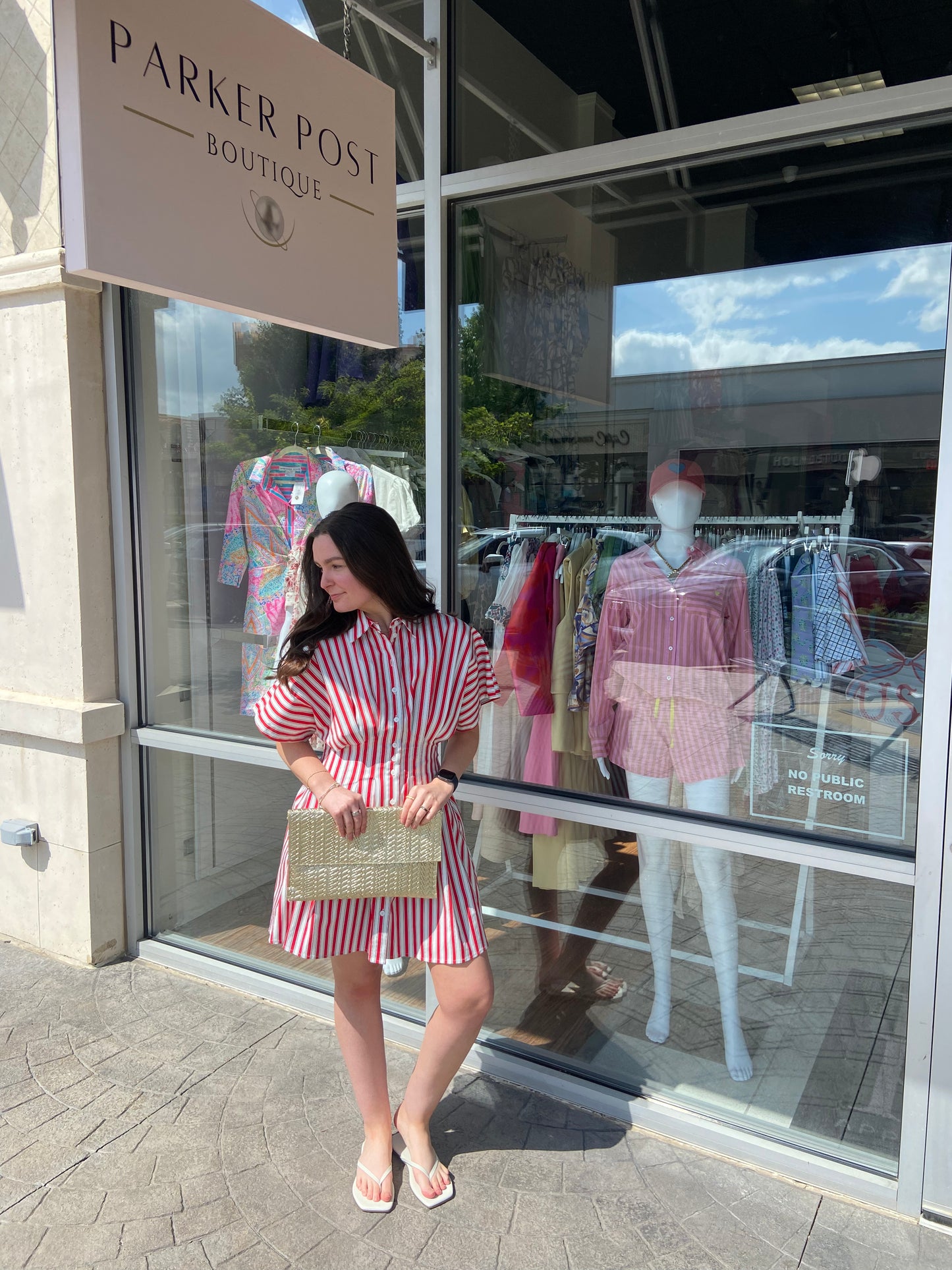 KARLIE "America" Stripe Block Ruffle Neck Dress