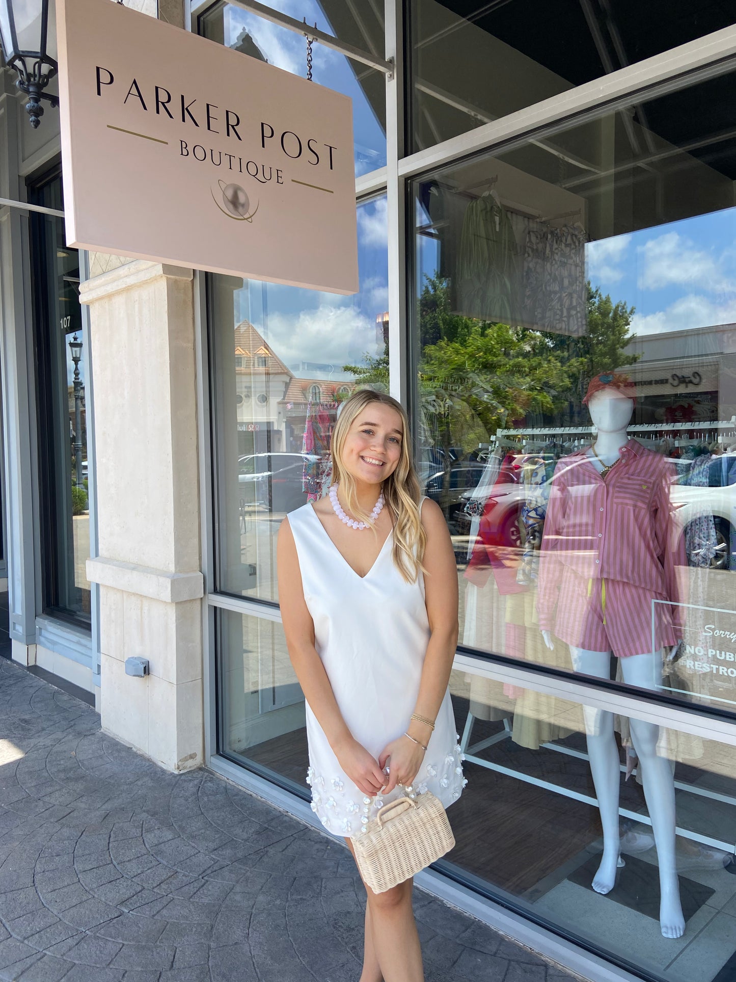 Sherry White Flower Mini Dress