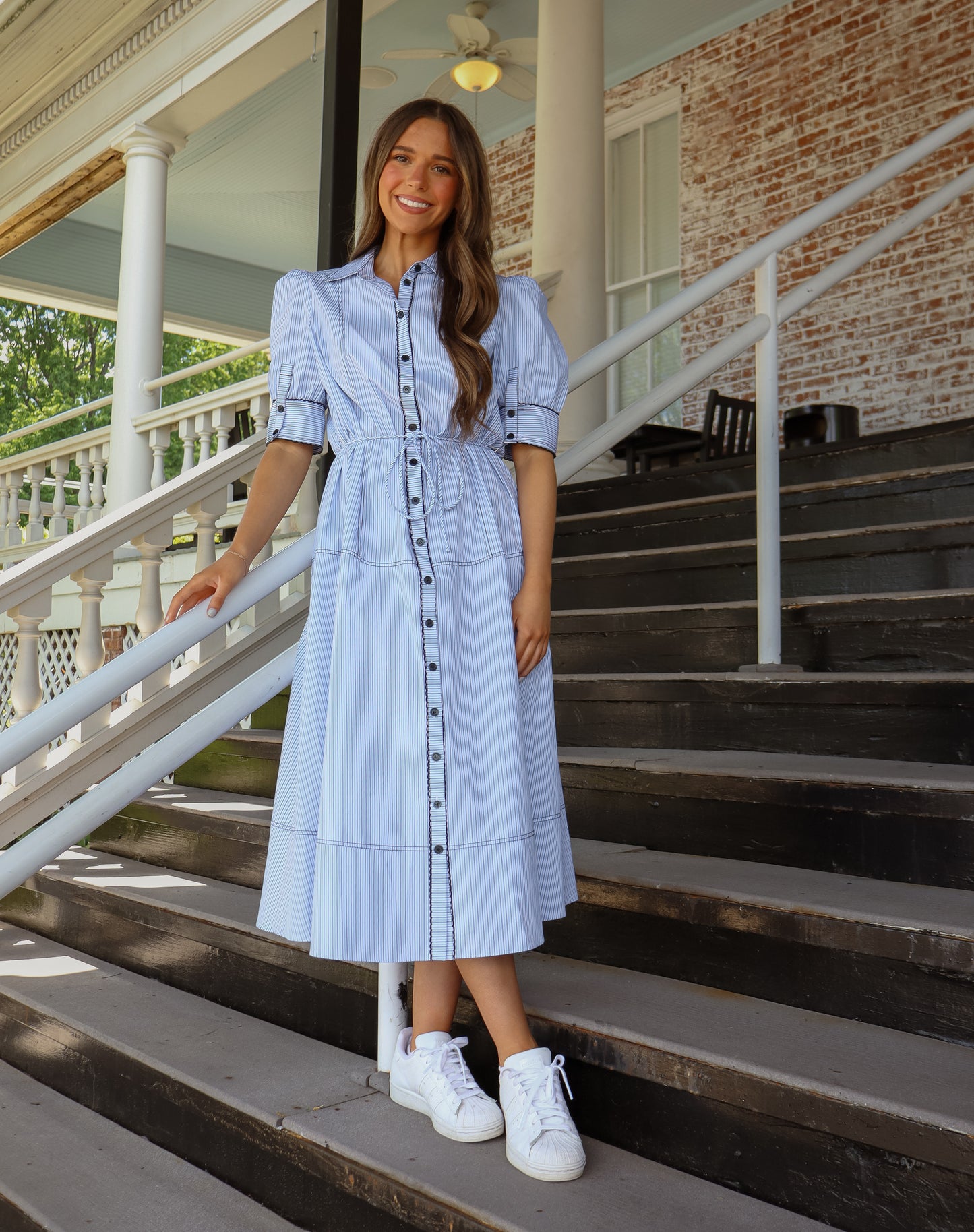 Cartolina Francesca Maxi Dress Maya Blue Stripe