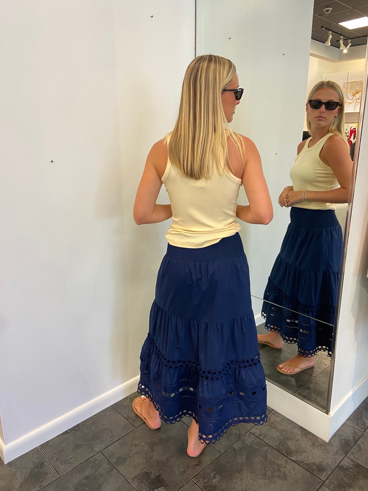 KARLIE Tan Solid Ribbed Tank