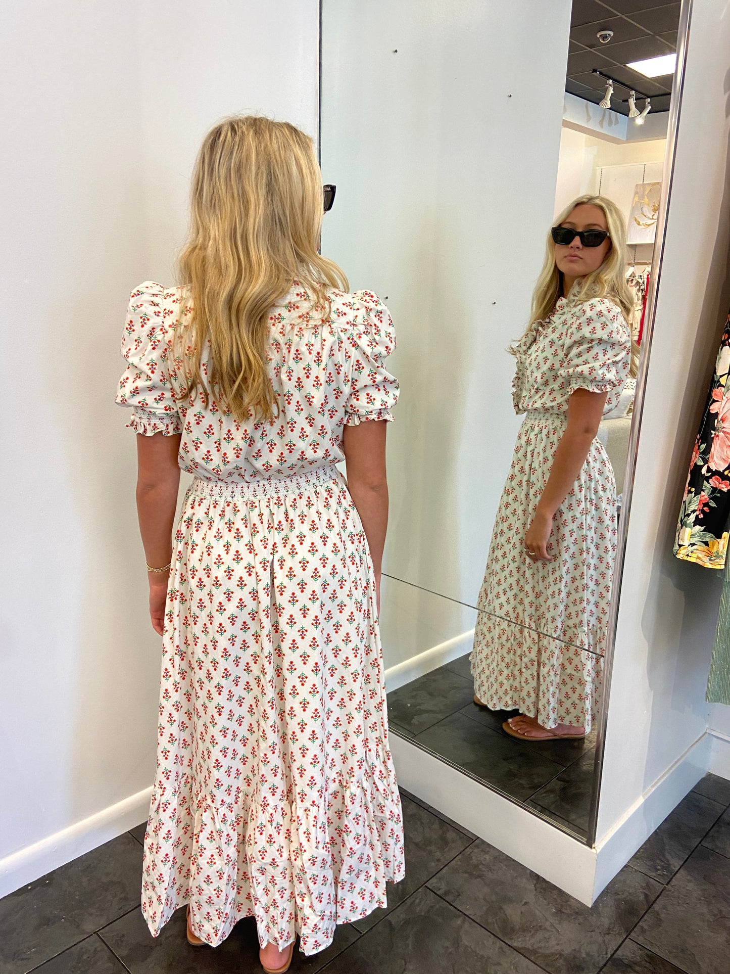 KARLIE Floral Ruffle Mock Maxi Dress