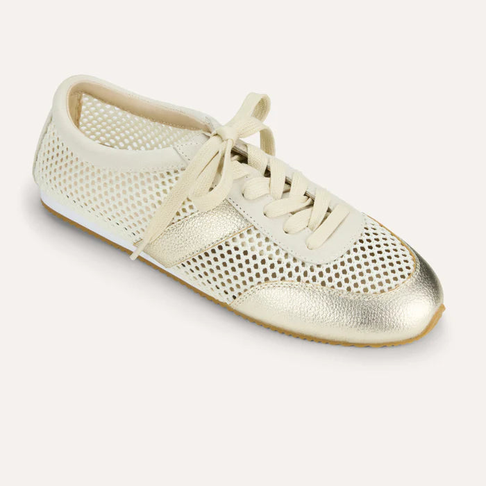 Yosi Kiah Cream Mesh and Gold Metallic Shoe