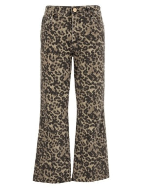 KUT Kelsey Leopard High Rise Ankle Flare Jean