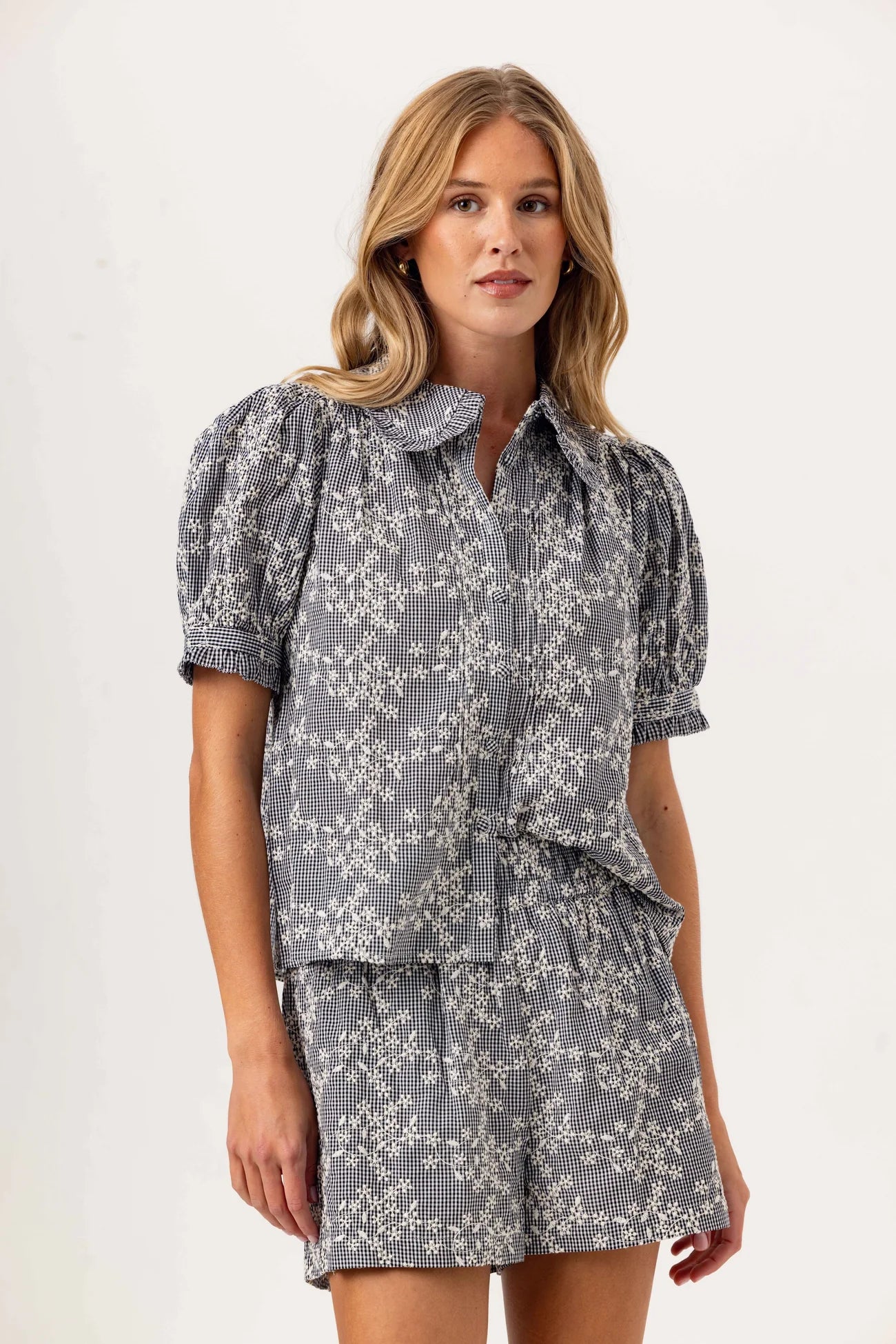 SUNDAYS Lotus Black and White Gingham Skirt Set