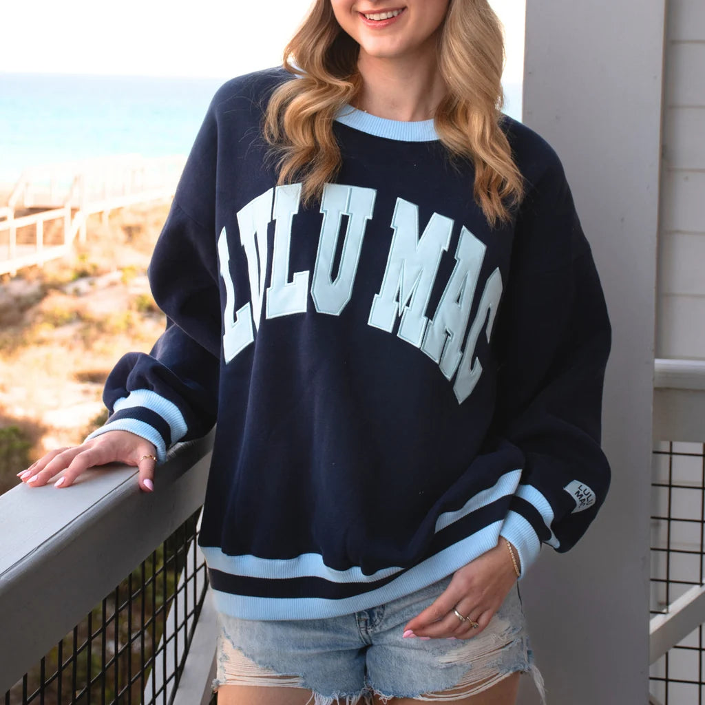 LULU MAC Navy With Light Blue Sweatshirt