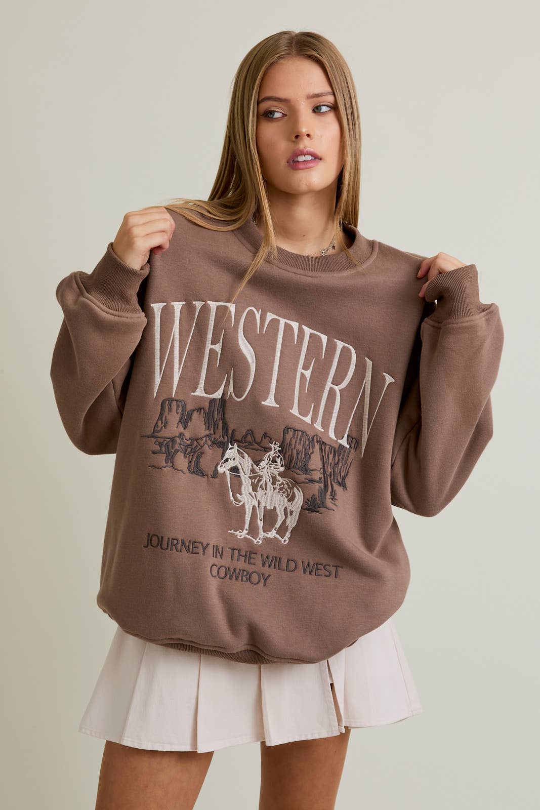 "COWBOY" Mocha Oversized Sweatshirt
