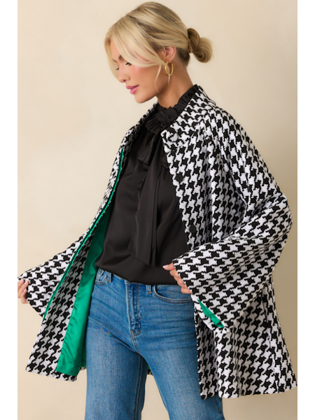 Houndstooth Deveraux Car Coat