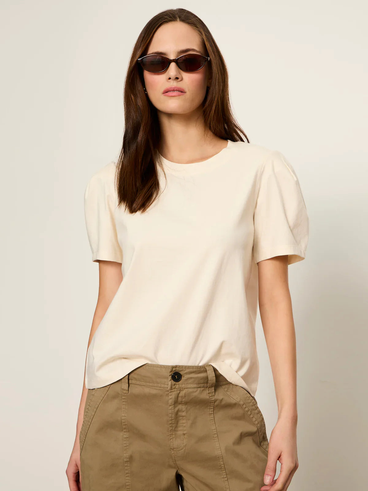 SANCTUARY Pleated Tee Off White