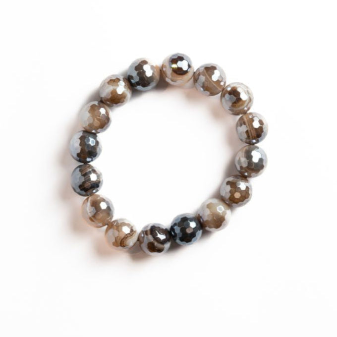 Gunmetal Agate Beaded Bracelet