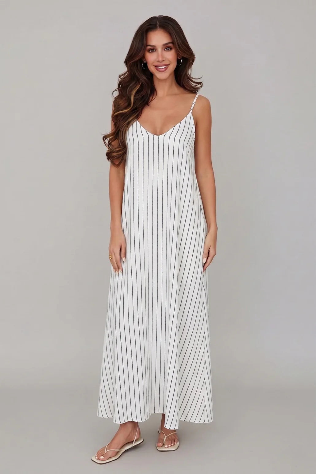 Brixey Black and White Stripe Maxi Dress