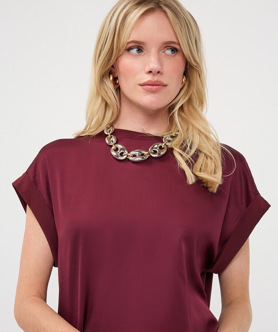 Maggie Burgundy Silky Top