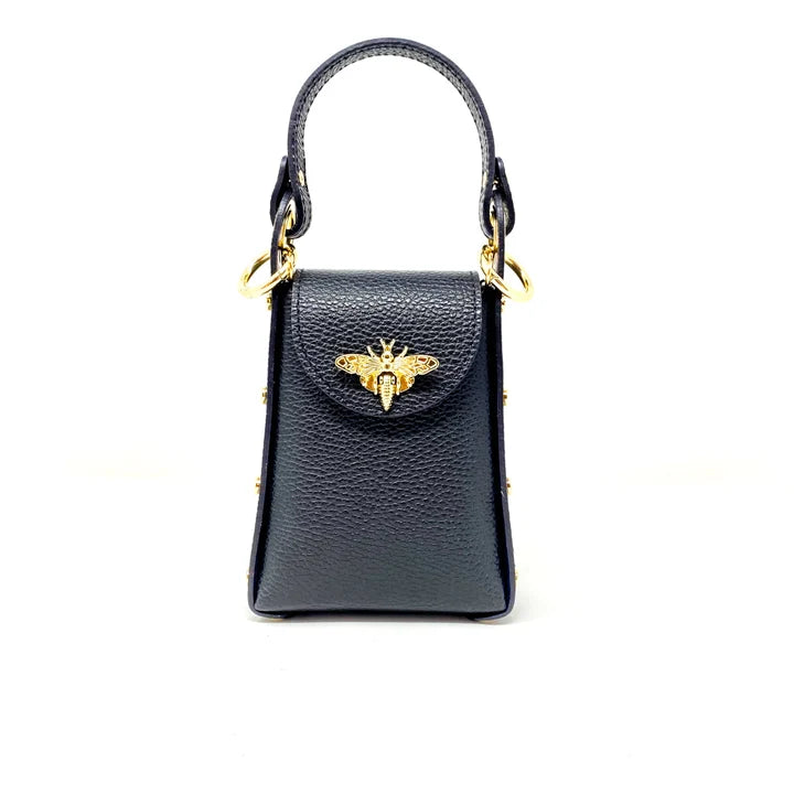 GERMAN FUENTES Black Genuine Leather Mini Bumblebee Bag