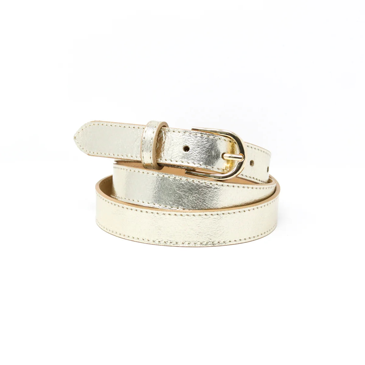 GERMAN FUENTES Gold Leather Adjustable Belt