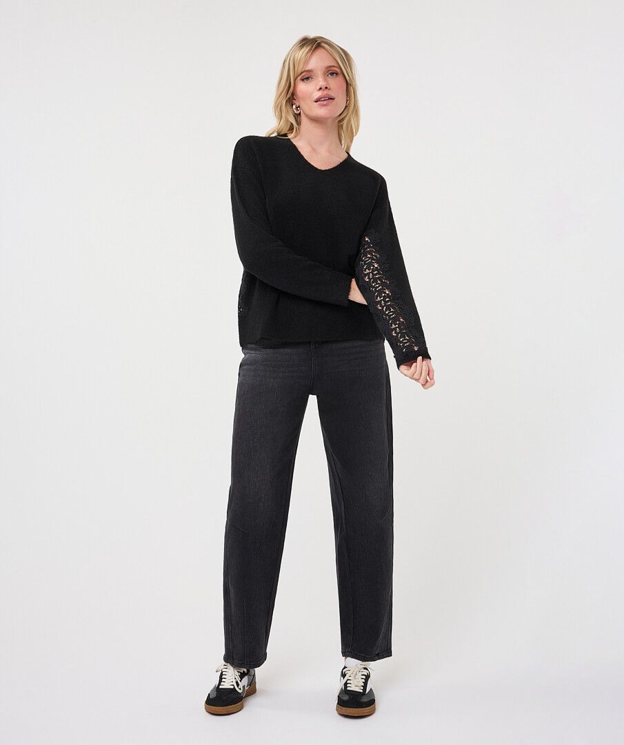 Cora Black Lace Detail Sweater