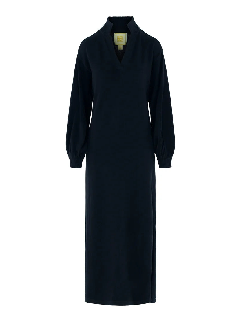 EMILY MCCARTHY Black Tie Cotton Cashmere Lolli Maxi Dress