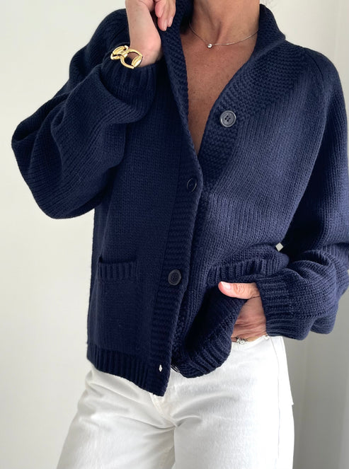 Golf Varsity Heart Navy Cardigan