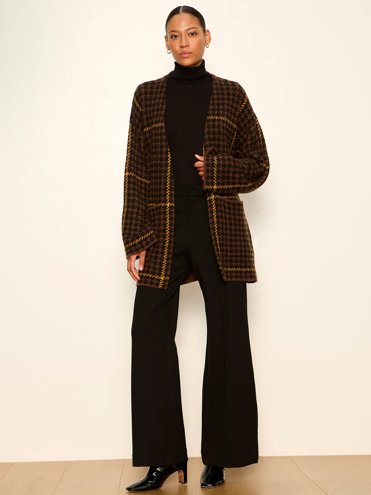 SANCTUARY Golden Plaid Jacquard Sweater