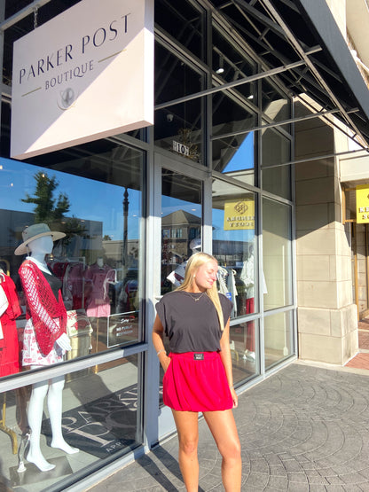 LULU MAC Red Bubble Skort