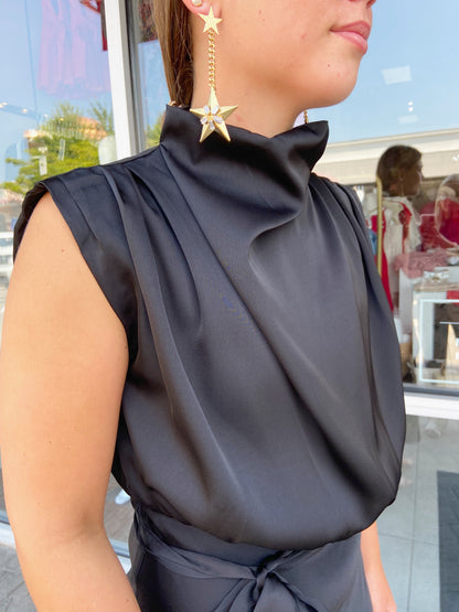 James Black Sleeveless Midi Dress