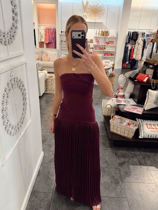 Sulton Strapless Pleated Dress