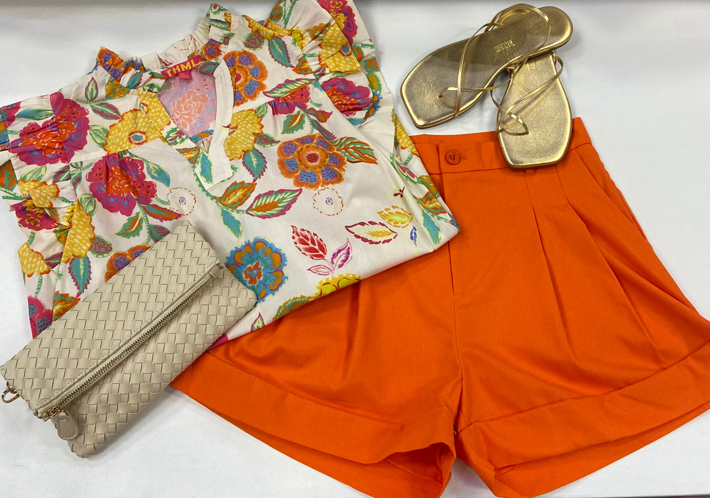 JADE Front Pleated Short - Orange
