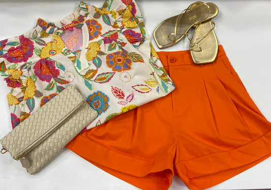 JADE Front Pleated Short - Orange