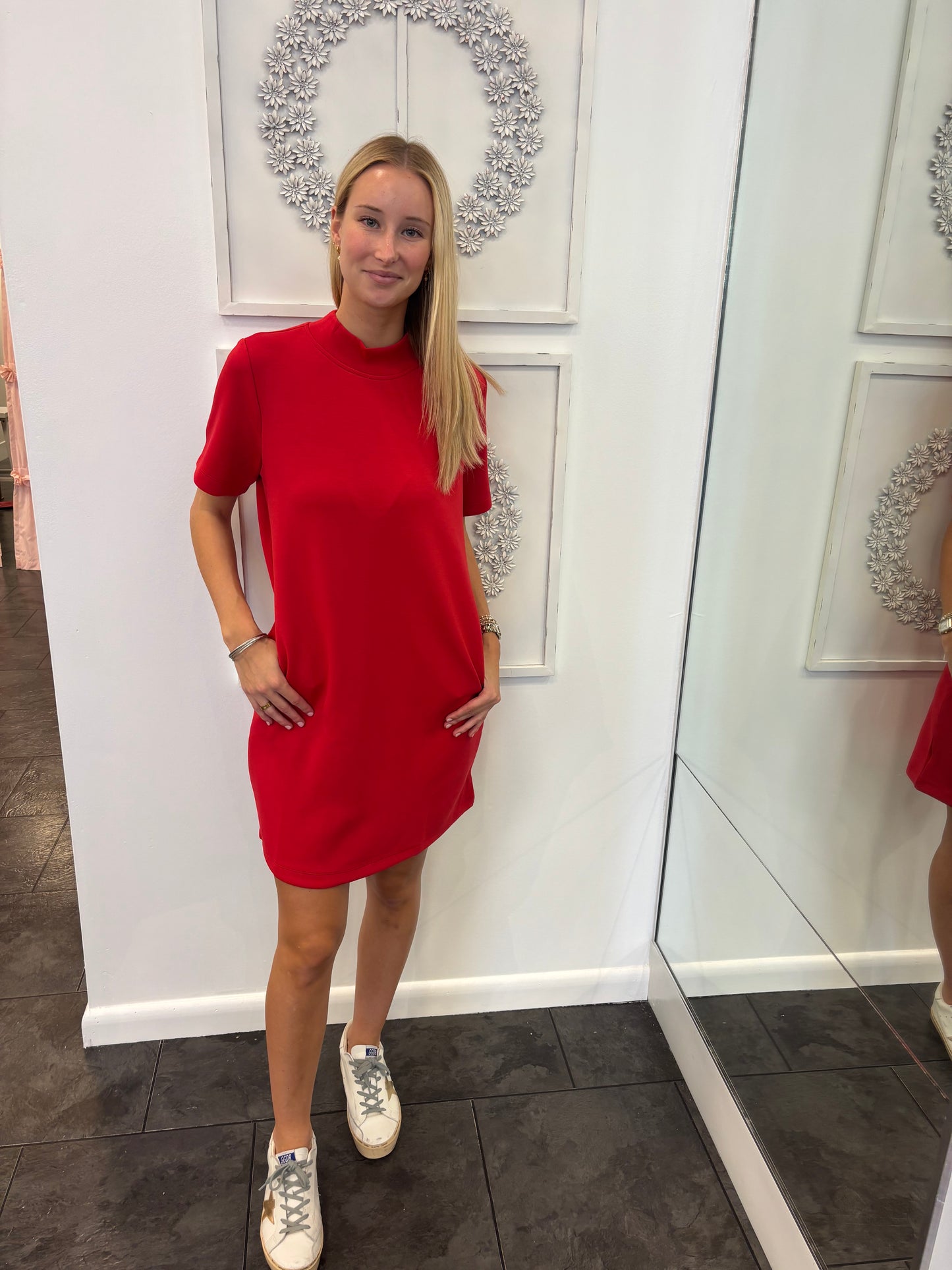 Red Modal Poly Span Mini Dress