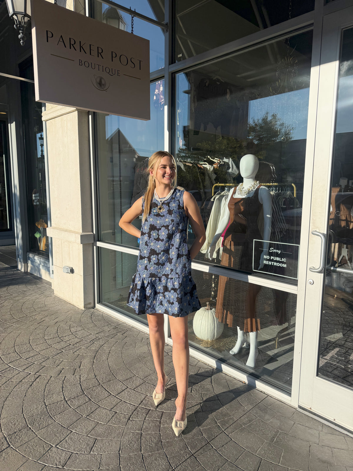 JOY JOY Denim Petal Flounce Dress