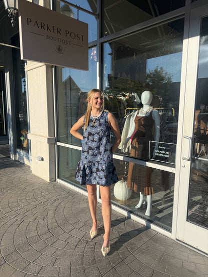 JOY JOY Denim Petal Flounce Dress