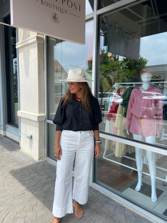 JADE Eleanor Black Puff Sleeve Shirt