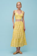 ASTRID Naples Yellow Check Top and Maxi Skirt Set